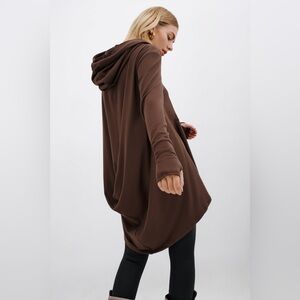Marcella Brown Hooded Long Sleeve Tunic Size XL